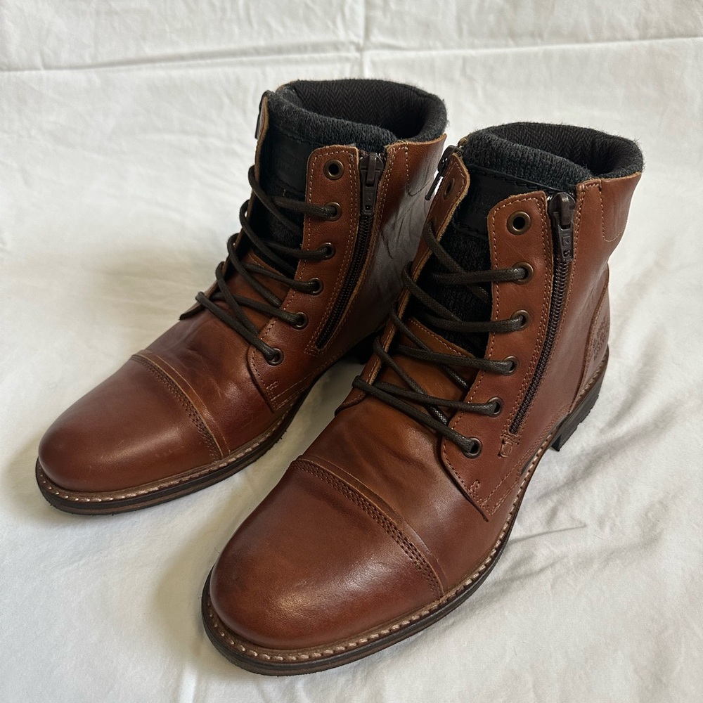 Steve Madden Bridges2 Mens Brown Leather Lace Up Casual Dress Boots Size 8